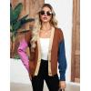 imageZeagoo Womens Cropped Cardigan 2025 Fall Button Sweaters V Neck Long Sleeve Cardigans Knit OutwearColorblockbrown