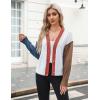 imageZeagoo Womens Cropped Cardigan 2025 Fall Button Sweaters V Neck Long Sleeve Cardigans Knit OutwearColorblockwhite