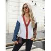 imageZeagoo Womens Cropped Cardigan 2025 Fall Button Sweaters V Neck Long Sleeve Cardigans Knit OutwearColorblockwhite