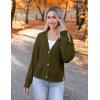 imageZeagoo Womens Cropped Cardigan 2025 Fall Button Sweaters V Neck Long Sleeve Cardigans Knit OutwearGreen
