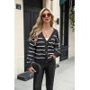 imageZeagoo Womens Cropped Cardigan 2025 Fall Button Sweaters V Neck Long Sleeve Cardigans Knit OutwearStripes Black