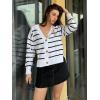 imageZeagoo Womens Cropped Cardigan 2025 Fall Button Sweaters V Neck Long Sleeve Cardigans Knit OutwearStripes White
