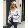 imageZeagoo Womens Cropped Cardigan 2025 Fall Button Sweaters V Neck Long Sleeve Cardigans Knit OutwearStripes White