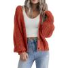 imageZeagoo Womens 2025 Fall Chunky Knit Cardigans Open Front Long Sleeve V Neck Button Loose Cardigan SweatersCaramel