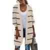 imageZeagoo Womens 2025 Fall Open Front Cardigan Long Batwing Sleeve Chunky Knit Sweater Loose Outerwear Coats with PocketsStripes Apricot