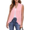 imageZeagoo Womens 2025 Sleeveless Draped Summer Cardigan Lightweight Ruffles Hem VestZlight Pink