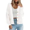 imageZeagoo Womens Cardigan 2024 Fall Winter Open Front Oversized Button V Neck Loose Soft Knit SweaterWhite