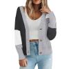 imageZeagoo Womens Cropped Cardigan 2025 Fall Button Sweaters V Neck Long Sleeve Cardigans Knit OutwearColorblockblack