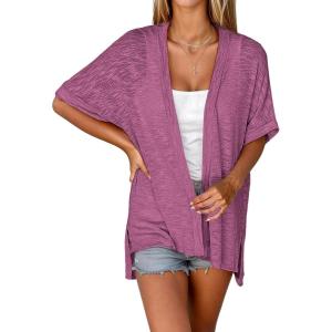 imageZeagoo Womens Lightweight Cardigan 2025 Summer Short Sleeve Cardigans Open Front Beach CoverupSXXLPurple
