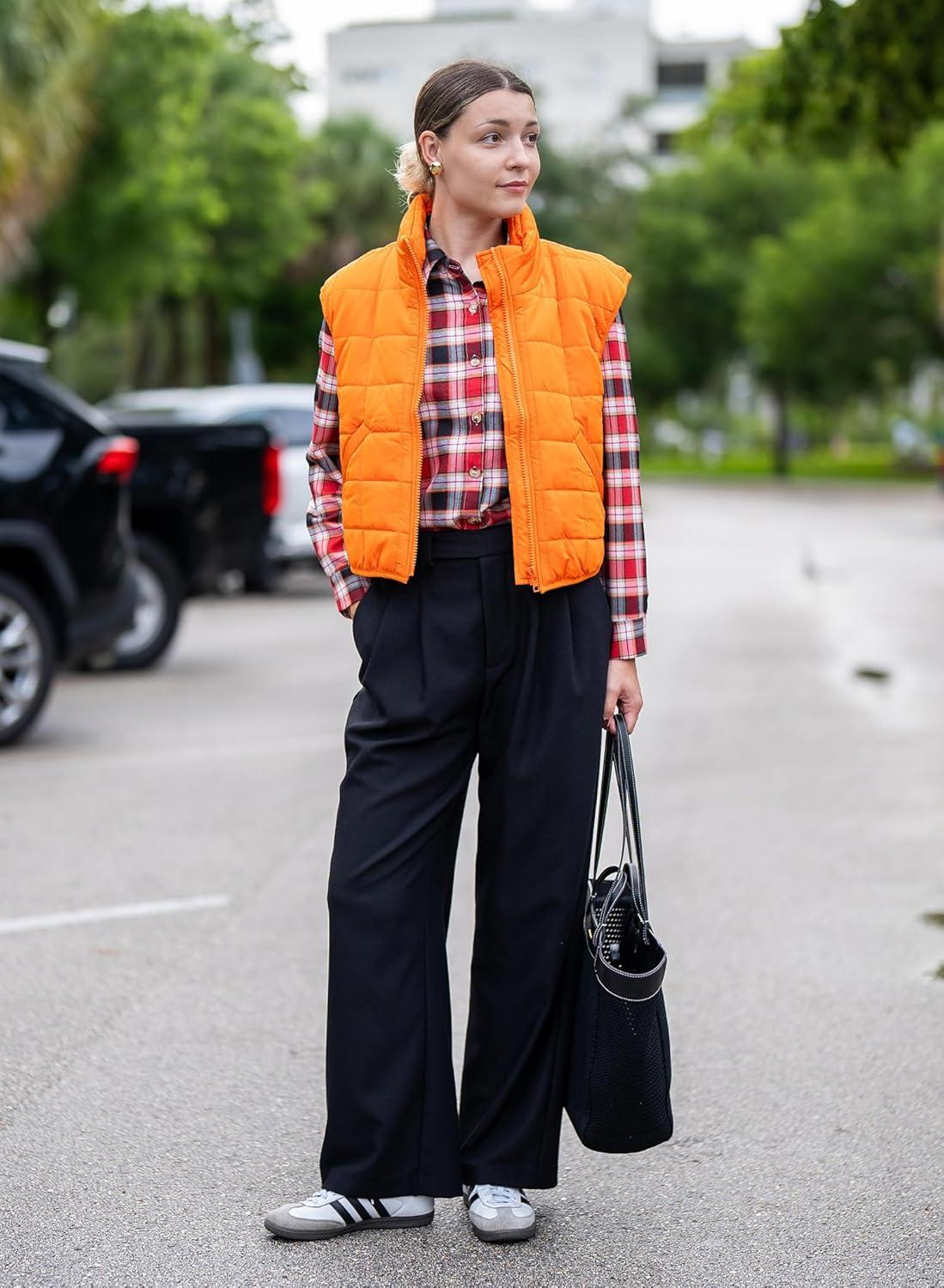 imageZeagoo Womens Puffer Vest Ladies Sleeveless Zip Up Outerwear Warm Puffer Lightweight Down all Winter Jackets Coats 2024Burnt Orange