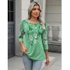 imageZeagoo 34 Length Sleeve Women Tops Crew Neck Blouses Dressy Casual Summer T Shirts Loose Fit Business Work ClothesBf180green Flower