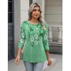 imageZeagoo 34 Length Sleeve Women Tops Crew Neck Blouses Dressy Casual Summer T Shirts Loose Fit Business Work ClothesBf180green Flower