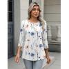 imageZeagoo 34 Length Sleeve Women Tops Crew Neck Blouses Dressy Casual Summer T Shirts Loose Fit Business Work ClothesBf290white Flower