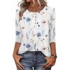 imageZeagoo 34 Length Sleeve Women Tops Crew Neck Blouses Dressy Casual Summer T Shirts Loose Fit Business Work ClothesBf290white Flower