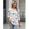 imageZeagoo 34 Length Sleeve Women Tops Crew Neck Blouses Dressy Casual Summer T Shirts Loose Fit Business Work ClothesBf290white Flower