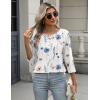 imageZeagoo 34 Length Sleeve Women Tops Crew Neck Blouses Dressy Casual Summer T Shirts Loose Fit Business Work ClothesBf290white Flower