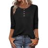 imageZeagoo 34 Length Sleeve Women Tops Crew Neck Blouses Dressy Casual Summer T Shirts Loose Fit Business Work ClothesBlack