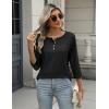 imageZeagoo 34 Length Sleeve Women Tops Crew Neck Blouses Dressy Casual Summer T Shirts Loose Fit Business Work ClothesBlack