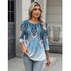 imageZeagoo 34 Length Sleeve Women Tops Crew Neck Blouses Dressy Casual Summer T Shirts Loose Fit Business Work ClothesMz837blue Green