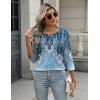 imageZeagoo 34 Length Sleeve Women Tops Crew Neck Blouses Dressy Casual Summer T Shirts Loose Fit Business Work ClothesMz837blue Green