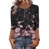 imageZeagoo 34 Length Sleeve Women Tops Crew Neck Blouses Dressy Casual Summer T Shirts Loose Fit Business Work ClothesSf31pink Flower