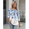 imageZeagoo 34 Length Sleeve Women Tops Crew Neck Blouses Dressy Casual Summer T Shirts Loose Fit Business Work ClothesWf41blue Leaves