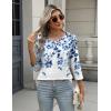imageZeagoo 34 Length Sleeve Women Tops Crew Neck Blouses Dressy Casual Summer T Shirts Loose Fit Business Work ClothesWf41blue Leaves