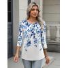 imageZeagoo 34 Length Sleeve Women Tops Crew Neck Blouses Dressy Casual Summer T Shirts Loose Fit Business Work ClothesWf41blue Leaves