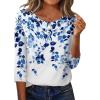 imageZeagoo 34 Length Sleeve Women Tops Crew Neck Blouses Dressy Casual Summer T Shirts Loose Fit Business Work ClothesWf41blue Leaves