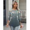 imageZeagoo 34 Length Sleeve Women Tops Crew Neck Blouses Dressy Casual Summer T Shirts Loose Fit Business Work ClothesWf71grey