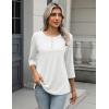 imageZeagoo 34 Length Sleeve Women Tops Crew Neck Blouses Dressy Casual Summer T Shirts Loose Fit Business Work ClothesWhite