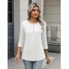 imageZeagoo 34 Length Sleeve Women Tops Crew Neck Blouses Dressy Casual Summer T Shirts Loose Fit Business Work ClothesWhite