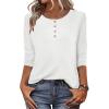 imageZeagoo 34 Length Sleeve Women Tops Crew Neck Blouses Dressy Casual Summer T Shirts Loose Fit Business Work ClothesWhite