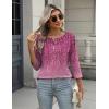 imageZeagoo 34 Length Sleeve Women Tops Crew Neck Blouses Dressy Casual Summer T Shirts Loose Fit Business Work ClothesXh370purple