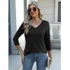 imageZeagoo Womens 34 Length Sleeve Tunic Tops Casual V Neck Shirts Basic Tees Business Work Blouses Summer Fall 2025 ClothesBlack