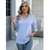 imageZeagoo Womens 34 Length Sleeve Tunic Tops Casual V Neck Shirts Basic Tees Business Work Blouses Summer Fall 2025 ClothesBlue