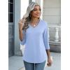 imageZeagoo Womens 34 Length Sleeve Tunic Tops Casual V Neck Shirts Basic Tees Business Work Blouses Summer Fall 2025 ClothesBlue
