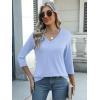 imageZeagoo Womens 34 Length Sleeve Tunic Tops Casual V Neck Shirts Basic Tees Business Work Blouses Summer Fall 2025 ClothesBlue
