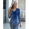 imageZeagoo Womens 34 Length Sleeve Tunic Tops Casual V Neck Shirts Basic Tees Business Work Blouses Summer Fall 2025 ClothesBlue Flowermz712