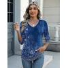imageZeagoo Womens 34 Length Sleeve Tunic Tops Casual V Neck Shirts Basic Tees Business Work Blouses Summer Fall 2025 ClothesBlue Flowermz712
