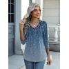 imageZeagoo Womens 34 Length Sleeve Tunic Tops Casual V Neck Shirts Basic Tees Business Work Blouses Summer Fall 2025 ClothesBlue Leavesxh483