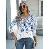 imageZeagoo Womens 34 Length Sleeve Tunic Tops Casual V Neck Shirts Basic Tees Business Work Blouses Summer Fall 2025 ClothesBlue Leavewf41