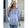 imageZeagoo Womens 34 Length Sleeve Tunic Tops Casual V Neck Shirts Basic Tees Business Work Blouses Summer Fall 2025 ClothesBlue Printedsf166