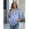 imageZeagoo Womens 34 Length Sleeve Tunic Tops Casual V Neck Shirts Basic Tees Business Work Blouses Summer Fall 2025 ClothesBlue Printedsf166