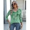 imageZeagoo Womens 34 Length Sleeve Tunic Tops Casual V Neck Shirts Basic Tees Business Work Blouses Summer Fall 2025 ClothesGreen Flowerbf180