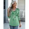 imageZeagoo Womens 34 Length Sleeve Tunic Tops Casual V Neck Shirts Basic Tees Business Work Blouses Summer Fall 2025 ClothesGreen Flowerbf180