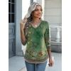 imageZeagoo Womens 34 Length Sleeve Tunic Tops Casual V Neck Shirts Basic Tees Business Work Blouses Summer Fall 2025 ClothesGreen Flowermz808
