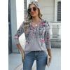 imageZeagoo Womens 34 Length Sleeve Tunic Tops Casual V Neck Shirts Basic Tees Business Work Blouses Summer Fall 2025 ClothesGrey Flowerhf36