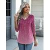 imageZeagoo Womens 34 Length Sleeve Tunic Tops Casual V Neck Shirts Basic Tees Business Work Blouses Summer Fall 2025 ClothesPink Leavesxh370