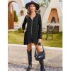 imageZeagoo Womens Long Zip Up Hoodie Lightweight Oversized Tunic Sweatshirt Open Front Cardigan Jacket with PocketsAfleece Fabricblack